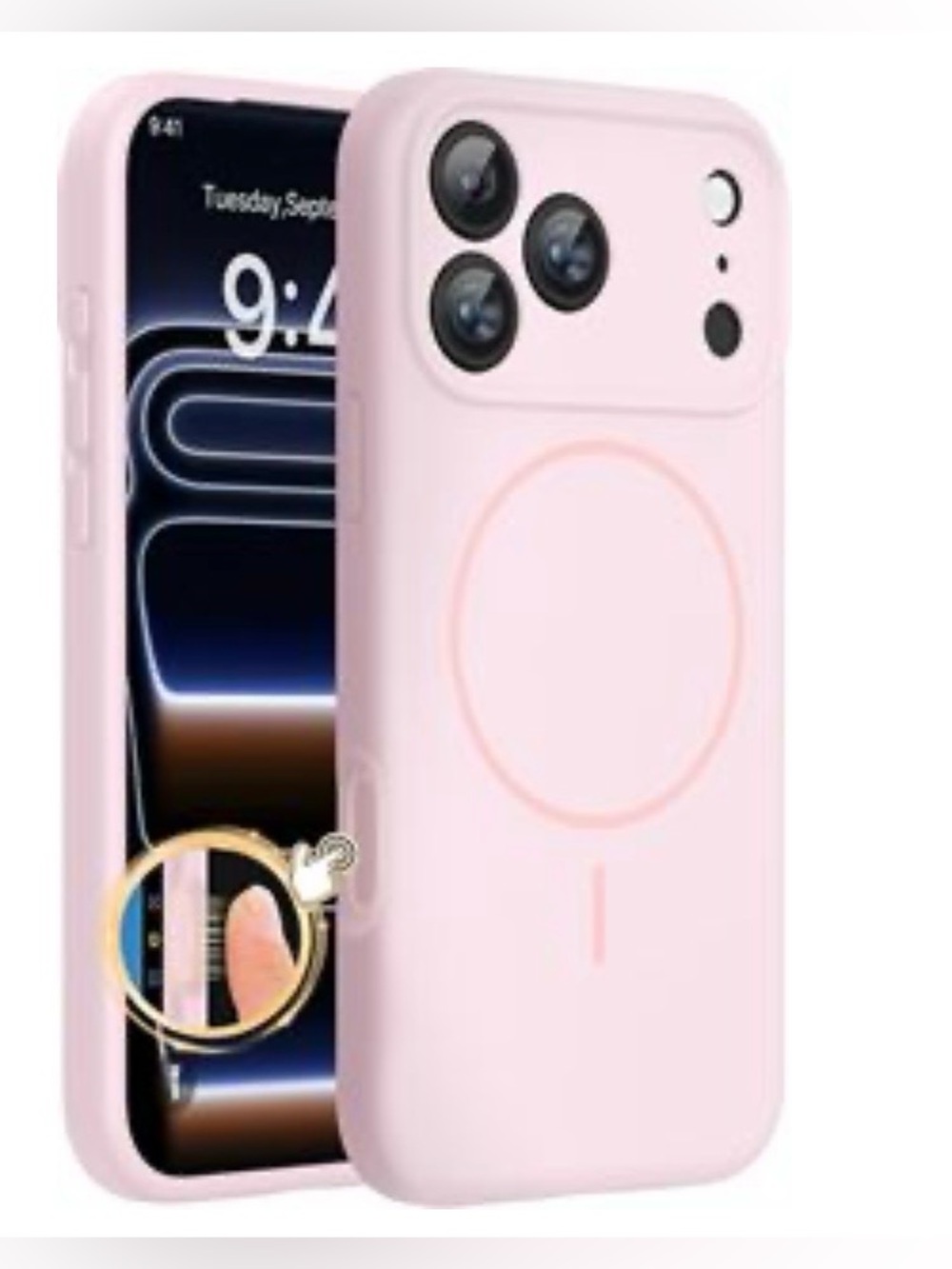 Pink MagSafe-Style Silicone Phone Case - Compatible. For iPhone 17 pro max case.